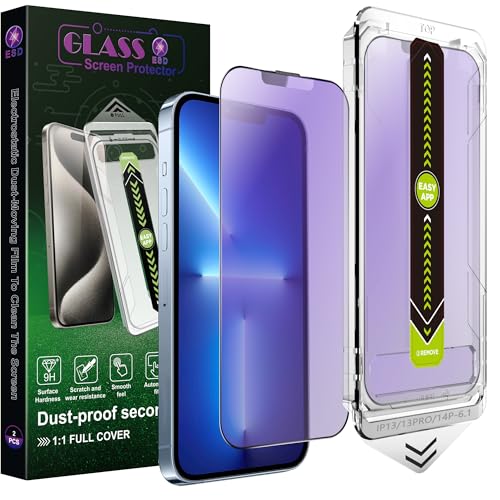SY SHANGYAN 2 Pack Anti Blue Light Matte Screen Protector for iPhone 16e/13/13 Pro/14 (6.1-Inch) 9H Tempered Glass Anti-Glare Full Coverage Anti-Fingerprint Auto Dust Removal Bubble-Free