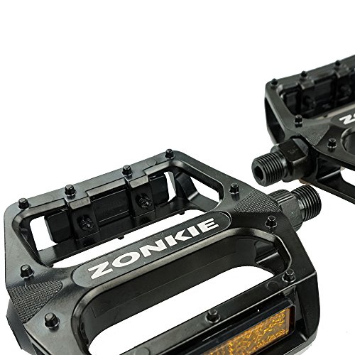 Foto von ZONKIE Bike Pedale, Mountain Fahrräder Pedale Flach Aluminium Legierung Plattform versiegelt Lagerung Achskörper 9/16