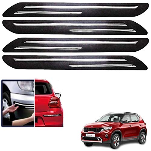 Cabix PVC Car Bumper Corner Protector Guard Double Chrome Line (Set of