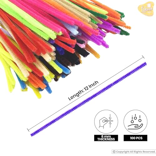 Image of Lakeer Pipe Cleaners 100 Pcs 10 Colors Chenille Stems for DIY Crafts Decorations Creative School Projects (6 mm x 12 Inch, Assorted Bright Colors)