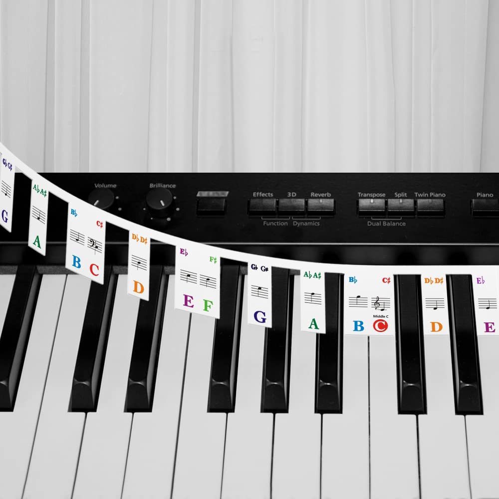 HiFan Removable Piano Keyboard Note Labels Without