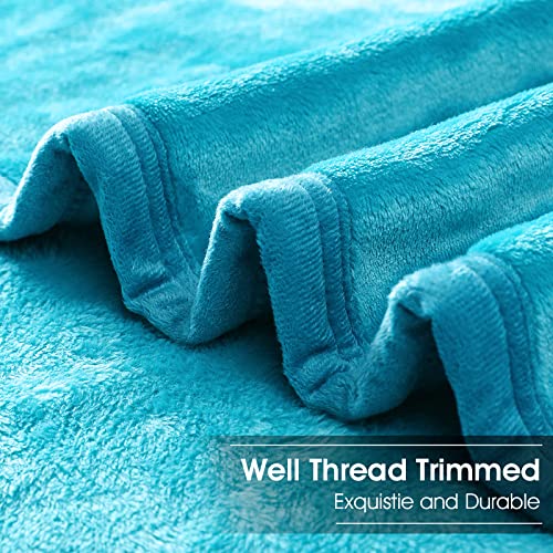 Image of Soft King Size Blanket Warm Fuzzy Microplush Lightweight Thermal Fleece Blankets for Couch Bed Sofa,90x108 Inch, Turquoise
