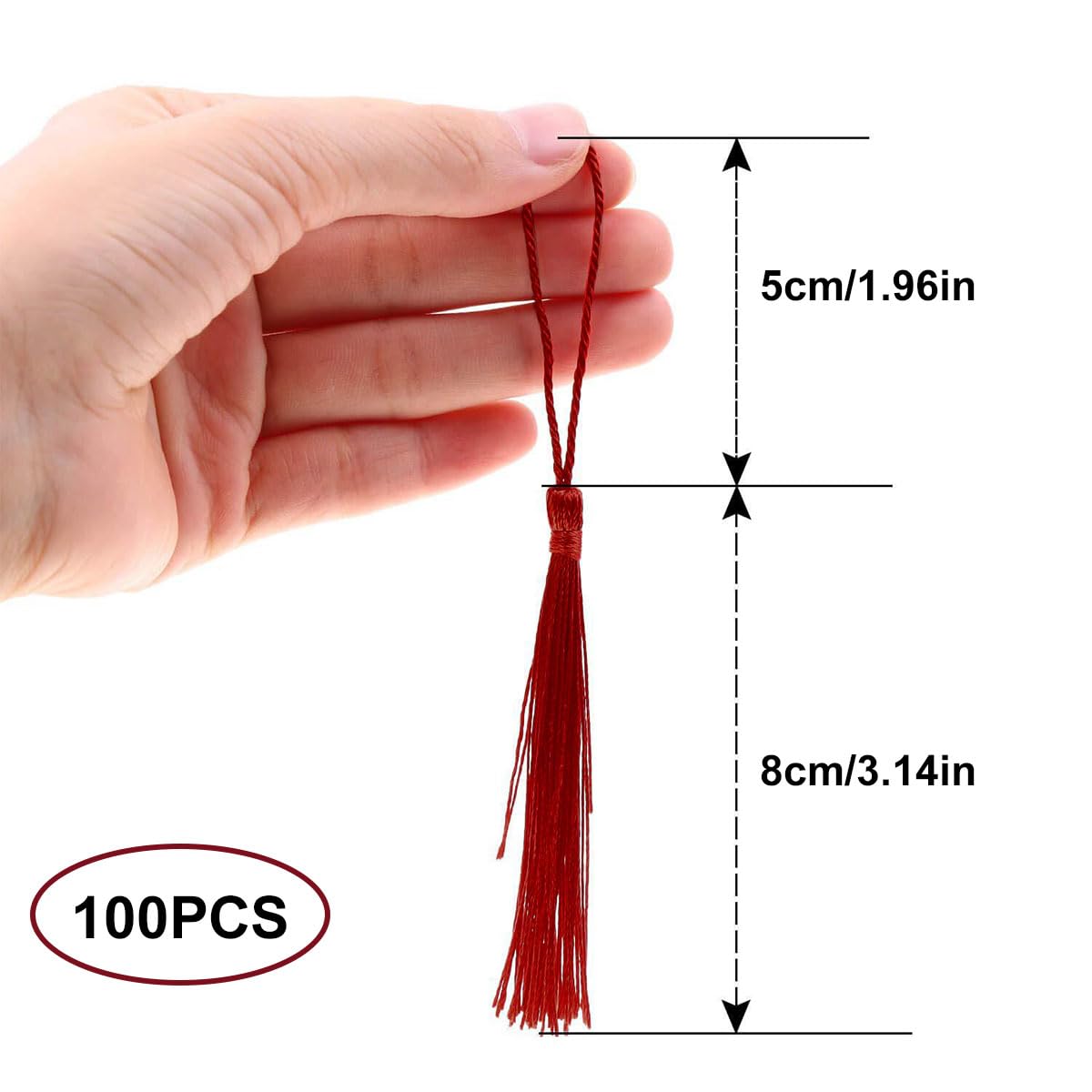 100 Mini Pompons Doux Rouges Avec Lanière – Pour Signets, DIY, Bijoux, Décorations