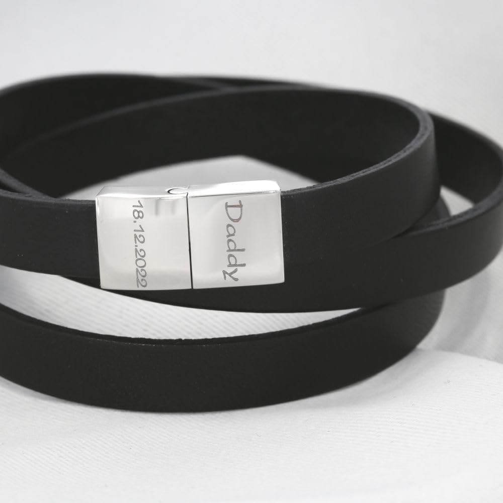 Herren Armband Gravur Leder braun Mann Lederarmband Koordinaten oder Spruch Armband mit Gravur Männer Herrenschmuck Männerschmuck | HANDMADE IN GERMANY