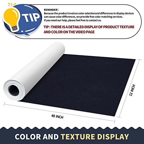 Image of ONine Leather Repair Patch,Leather Repair Tape, 12 x 48 inches Leather Repair Patch for Furniture,Vinyl Repair Kit,Leather Couch Patch,for Sofas, Furniture, Car Seats, Office Chairs(Dark Blue Leather)