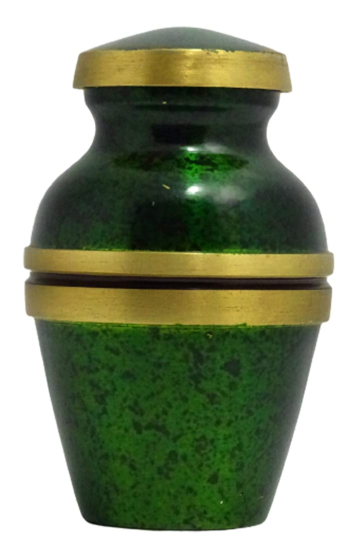SCEXPORTSBrass Forever Mini Cremation Keepsake Urns for Human Ashes Beautiful Small Urns Green BP Color with Premium Case Handcrafted Cremation Urns for Ashes A Lasting Tribute to Your Loved One