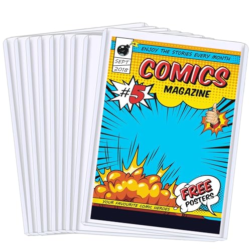 15Pack Comic Book Toploaders - 7.6x11 Inch Premium PVC Hard Sleeves for Current & Silver Age Comics | Crystal Clear Protection | Display Storage & Collection Holder (15)