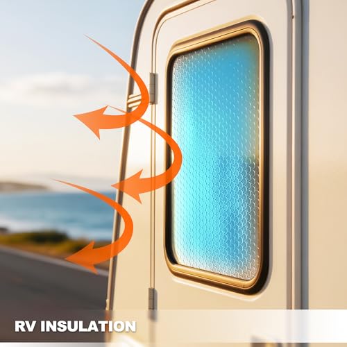 Image of RV Door Window Shade Cover, 16 inch x 25 inch Cut-to-Fit RV Blackout Window Cover with UV Protection and Privacy, Reflective Insulation Shade for Camper, Trailer, RV Door and Side Windows