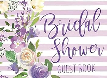 Bridal Shower Guest Book : Purple Floral Watercolor Guest Book and Gift Recorder