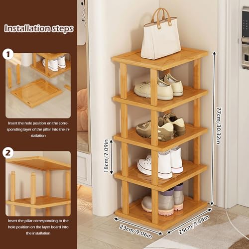 Meuble à chaussures en bois vertical 5 niveaux de haute qualité - 7