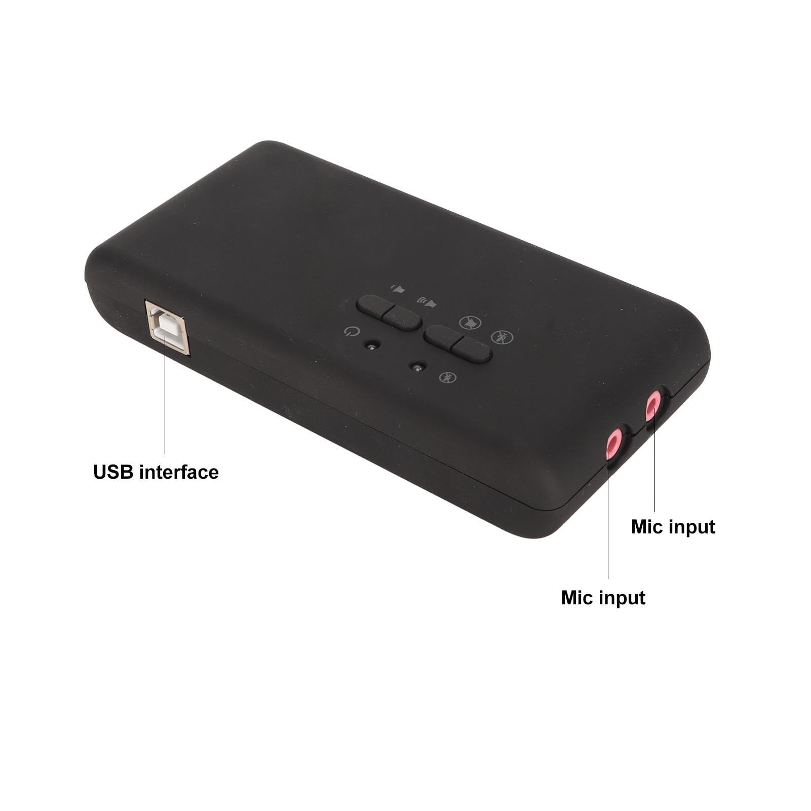 Tarjeta de Sonido Externa USB 7.1 de 8 Canales, Caja de USB Soundbox Externa, Compatible con 12 Mbps, Sonido Envolvente 3D Dinámico, Grabación Reproducción Simultánea Compatible (Negro)