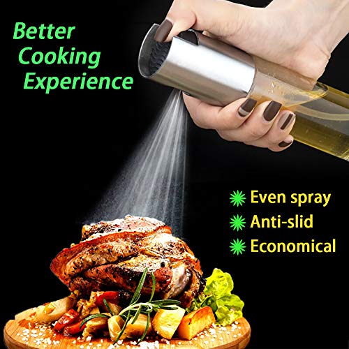 Oil Sprayer Spritzer for Cooking Air Fryer Olive Oil Mister Glass Bottle Evo Dispenser for Vinegar Vegetable Oil Mini Kitchen Gadgets for BBQ, Salad, Baking