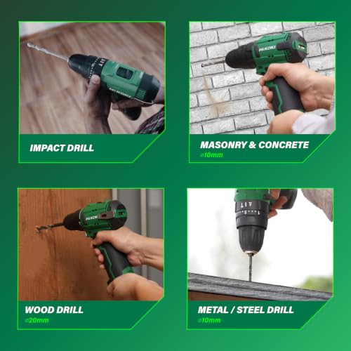 Image of HIKOKI DV12DE - Cordless Impact Driver Drill, 12V With 10mm Keyless Drill Chuck, 2 Speed Gear, 35 Nm Tightening Torque, Built-In Led Light, 1 Kg, 2 Batteries, Charger & Carry Case Included