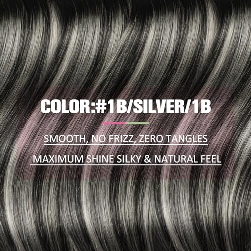 Image of YoungSee 20inch Tape in Silver Hair Extensions Balayage Black to 50g 20pcs Real Ombre 1.7637 Ounce