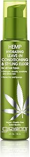 GIOVANNI Hemp Hydrating Leave-In Conditioning Styling Elixir- Hemp Seed Oil, Aloe Vera, Frankincense, Helps Detangle Hair, No Parabens, Color Safe, For All Hair Types - 4 oz (1 Pack)