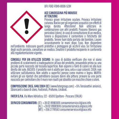 Ace Candeggina Spray Mousse + Ricarica, confezione da 10 flaconi (10x690ml) - Immagine 3