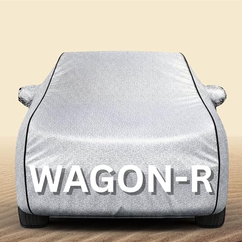 Image of Premium Silver Series 100% Waterproof Car Body Cover for Wagon R Cover (All Models) with Mirror Pockets | Triple Stitched, Elastic, Custom Fit, Heat Resistant, Anti-Dust, All-Weather Cover