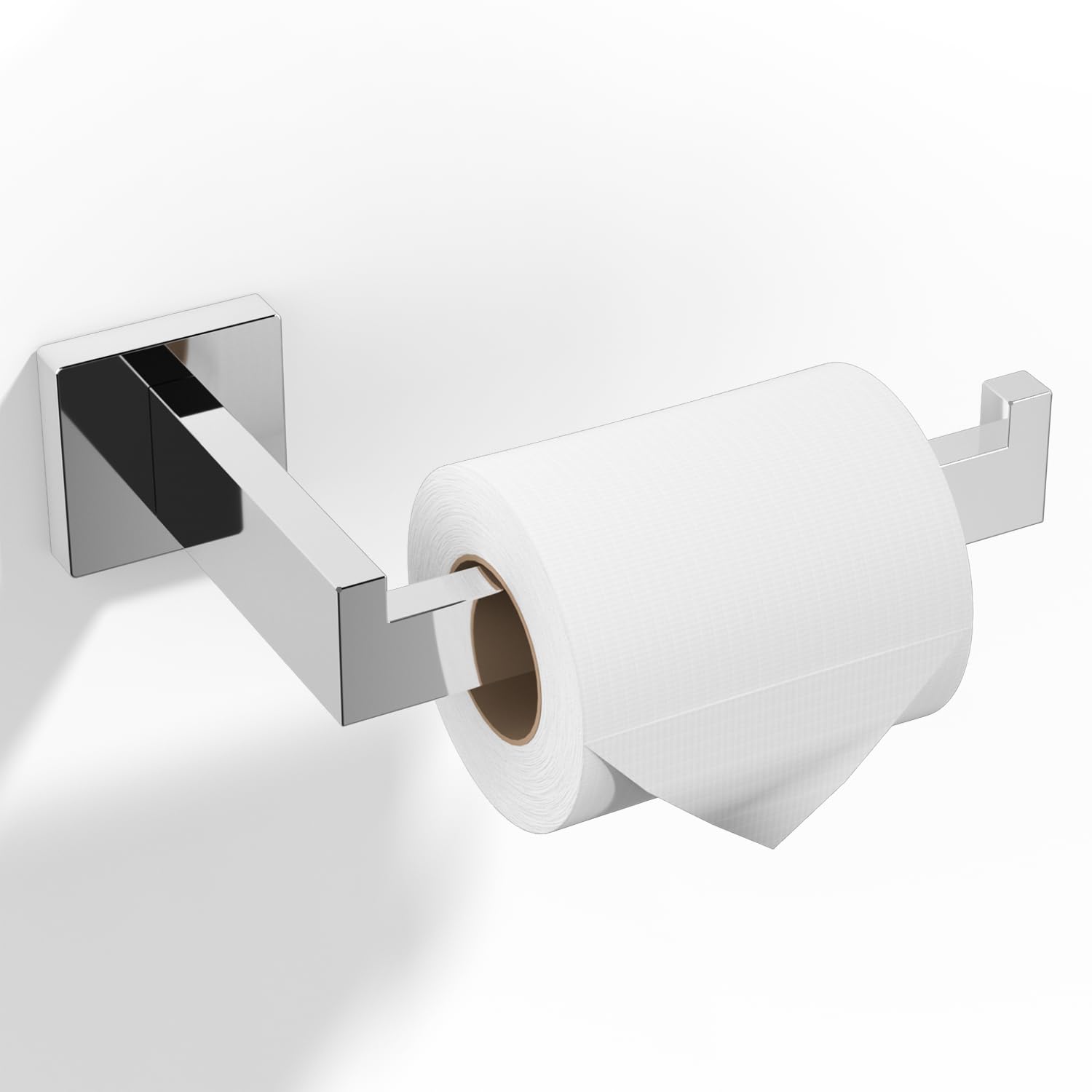 HITSLAM Extra groß Toilettenpapierhalter Chrom Poliert - Edelstahl SUS304 Klopapierhalter Wandmontage mit Bohren, Rostfrei WC-Papierhalter für Badezimmer und Küche, Quadratisches Design