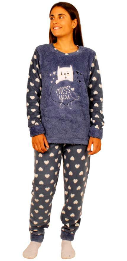 Pijama Polar Afelpado de 3 Piezas, Camiseta, pantalón y Calcetine...
