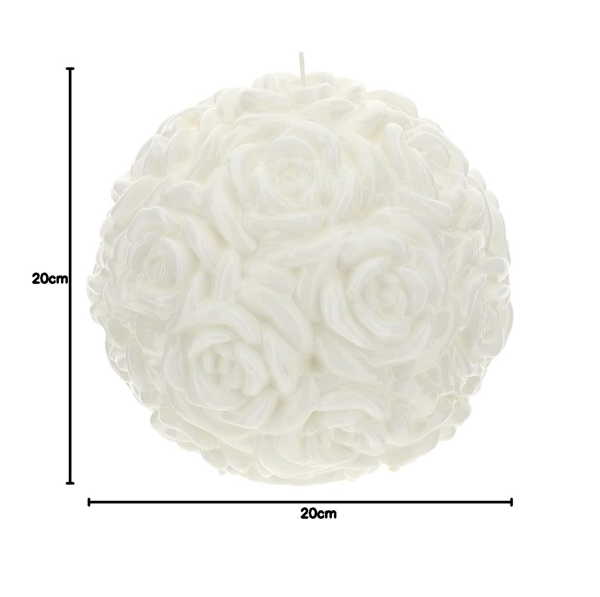 Hervit Candela Sfera Piccola Rose Candela Decorativa Cera Bianco Laccato Ø20 cm