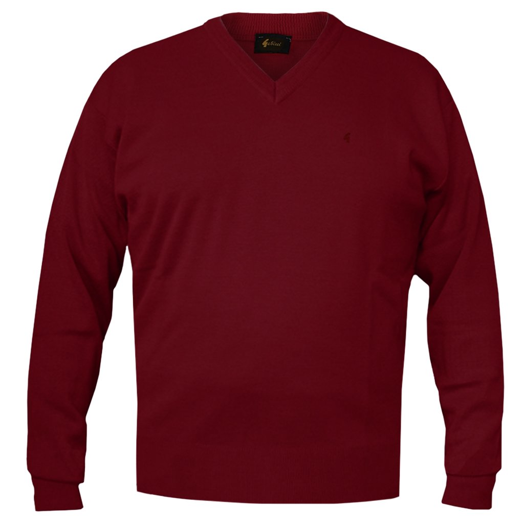 Gabicci Plain V-Neck Sweater (M, Red)