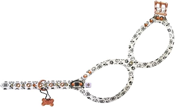 BUDDY BELT Harness Pebble Grain Blanc with Crystals - Signature Collection 3.5