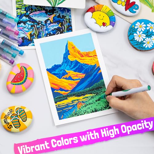 Image of LET'S RESIN PAINT 136 Colors Acrylic Paint Markers Brush Tip for Coloring