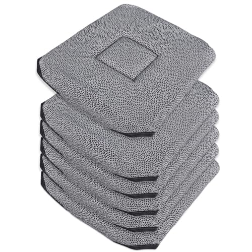 EmmeVi Lot de 6 Coussins de Chaise en Coton avec Rabats Lavables, Doux, Universels, Modernes, Housses de Chaise Tachetées Gris