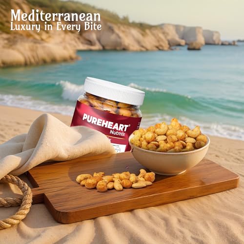 Image of PUREHEART Nutmix Ibiza Mix | Premium Macadamia (40%), Cashew, Peeled Almond Roasted Nuts l Party Mix with Island Soul- Herbs & Chilli Flavor| High Protein Party Snack | 230g