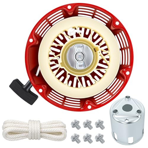 Poweka Arrancador de Retroceso Compatible con Honda GX340 GX390, para Motores de Gasolina de 339 CC 389 CC 420 CC, Reemplazo de 28400-ZE3-W01, con Cuerda de Arranque para Maquinaria de Jardín