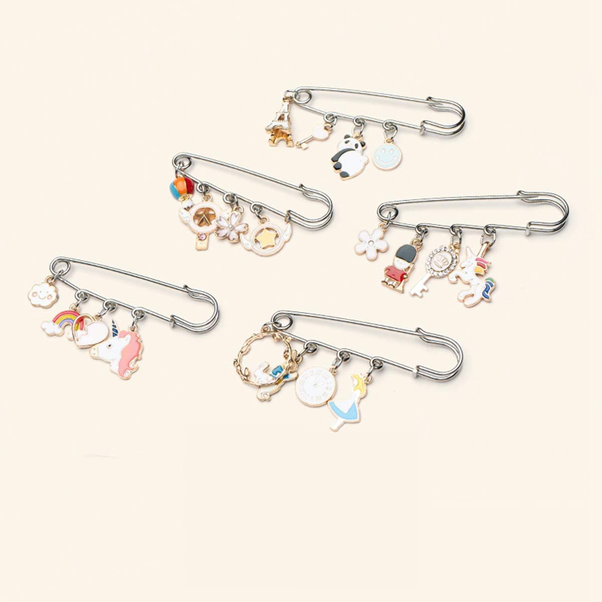 LiQunSweet 10 Pcs Iron 3 Holes Metal Brooch Safety Pins Fasteners Skirt Kilt Catch Pins Findings Platinum Color for Garment Art Jewelry Making Craft - 52mm(2") 4