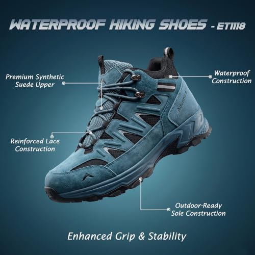 Image of Waterproof Hiking Shoes | Mid Ankle | Ultra-Grip Outsole | Synthetic Suede Upper | ET1118