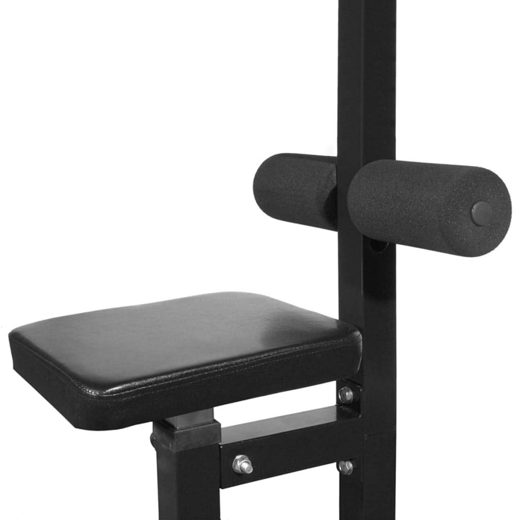 Torre de fuerza con barra y mancuernas Set 60,5 kg Fitness Station para Homegym, banco rack y tracción de cable, prensa de piernas, multiprensa, musculación y entrenamiento en el hogar