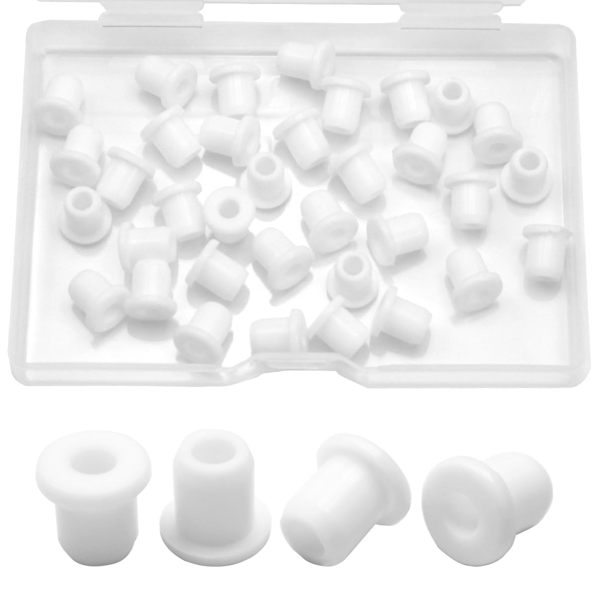 EASYEAH3/16 Inch ID, 1/4 Inch Drill Hole, Silicone Rubber Grommets for Wiring, Automotive Firewall Small Top Hat Hole Grommets for 3/16 Inch OD Vinyl Tubing in Hydroponic Irrigation, White, 35 Pack