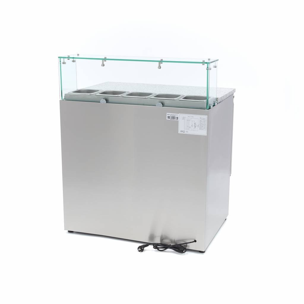 Maxima Réfrigérateur pour la préparation des pizzas - 90 cm - 2 portes - s'adapte à 5 x 1/6 GN - incl couvercle en verre