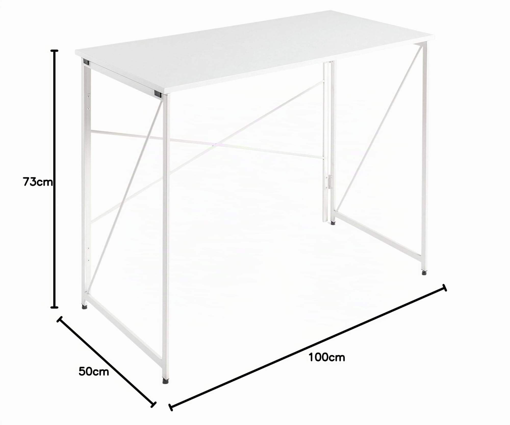 Miroytengo Mesa Escritorio Plegable Fed de Oficina Estilo Moderno con Estructura Metálica en Color Blanco 100x73x50 cm