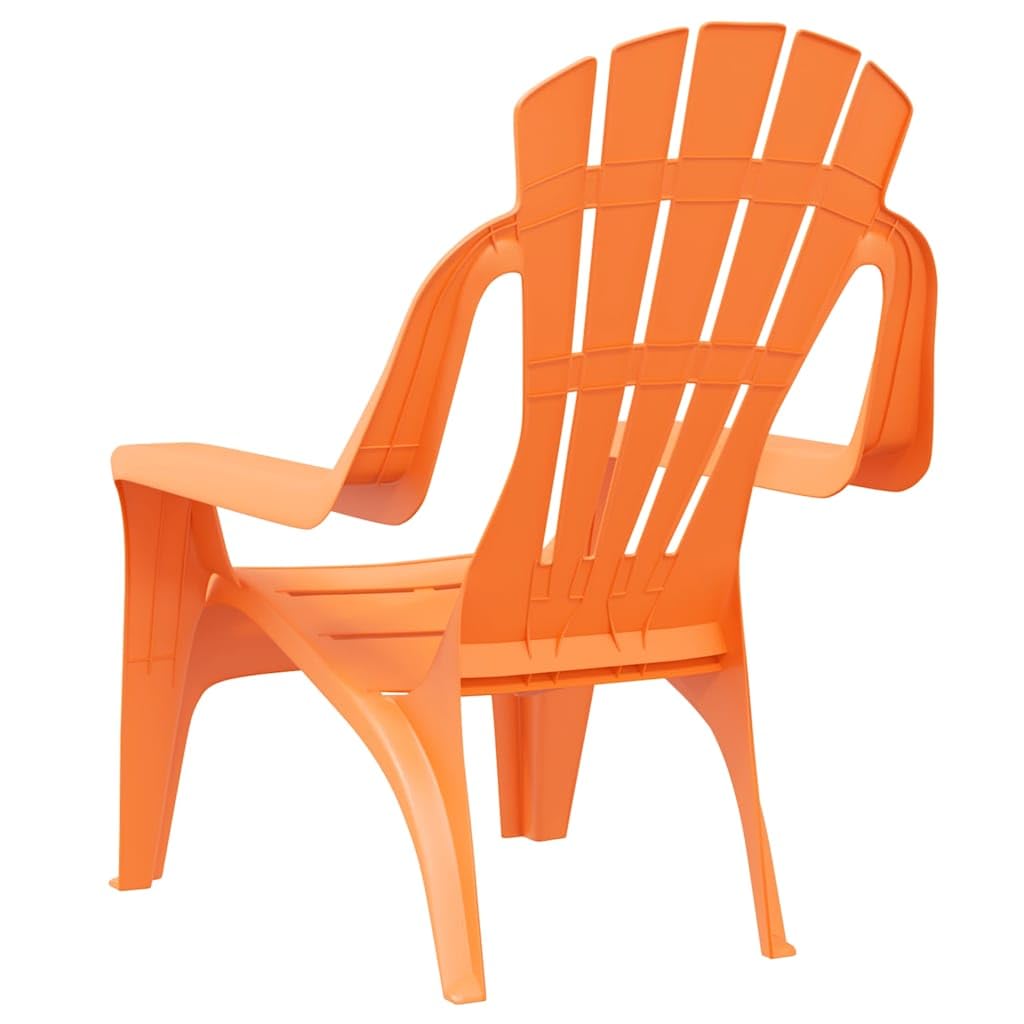 Kinder-Gartenstühle 2 STK Orange aus Polypropylen mit Holzoptik 37x34x44 cm, wetterfest mit Rückenlehne und Armlehne für Balkon Terrasse Outdoor zum Relaxen und Spielen