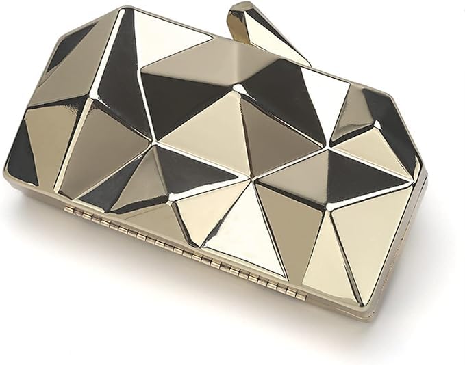 Rangresa Handicraft Women Handicraft Beautiful Metallic Acrylic Box Clutch Bag Purse For Bridal, Casual, Party, Wedding (Both Sides Exactly Same) (Gold).-image-5