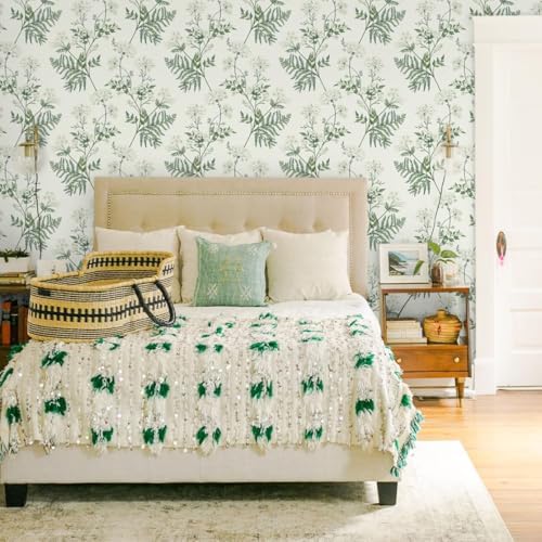 Image of Peel and Stick Vintage Flowers Leaves Birds Design Wallpaper | Waterproof Removable Wallpaper | Self Adhesive Wallpaper for Bedroom Living Room Home & Kitchen |16.5X87Inch