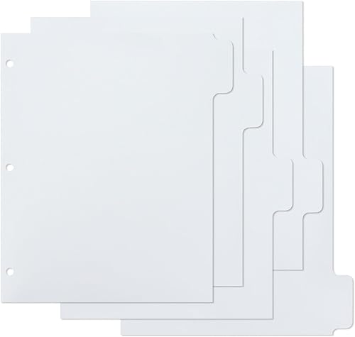 MultiBey Divisores A4 de plástico blanco esmerilado transparente de 3 anillas, separadores resistentes de 3 agujeros para diario, planificador de