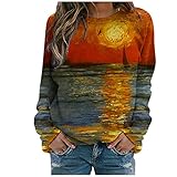 Sweatshirt Damen, Outdoorjacke Loose Damen Sweatshirts Streetwear Bedrucken Sweatjacke Full Zip mit Kapuze Kapuzenjacke Freizeit Langarm Steppjacke Casual Reissverschluss Herbst Hoodie Elegant