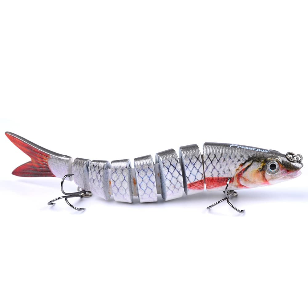 10 Stück Kunstköder, Multi Joint Wobbler Swimbait Jerkbait Barsch Köder Angelgerät zum Angeln Raubfisch mit 2 Drillingshaken, Gummifisch für Hecht Barsch Zander Angelköder (G 10PCS)