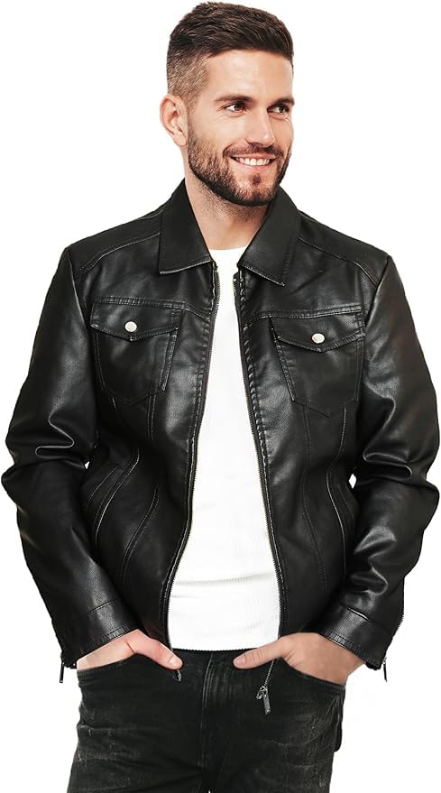 Buy Leather Jacket For Men Biker (IN, Alpha, XS), Standard Length