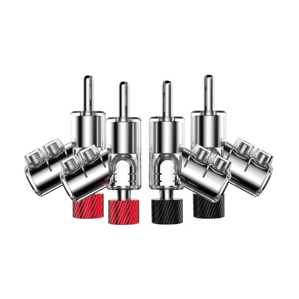 Connecteur Banane à 45 Degrés Plaqué Rhodium Véritable M21R, Double Vis de Verrouillage pour Haut-Parleur, Fiche Banane Plaquée Rhodium