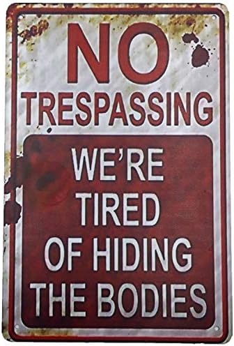 Metal Vintage Tin Sign Decor-Warning No Trespassing Danger Signs for Outdoor Home Business Retro Art Sign 12