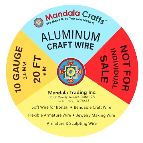 Image of Mandala Crafts 10 GA Copper Silver Tone Combo Anodized Aluminum Craft Wire | 120 FT, Colored, Flexible, Bendable for Bonsai Armature Sculpting Wire Wrapping Jewelry Making, Weather & Tarnish Resistant