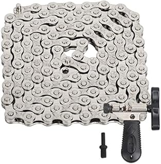 LOPOTIN Bicycle Chain Bike Derailleur Chain Links Steel High Strength Speed Bike Chain Plating Silver with Bicycle Chain Cutter for 6/7/ 8/18/ 21/24 Gear Road Mountain Bicycle
