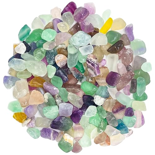 0.9LB Natural Fluorite Crystals Bulk,0.35"-0.5" Tumbled Stone Chips for Fish
