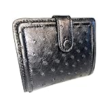 [GUODI] グォディ 二つ折り 財布 オーストリッチ 本革 フルポイント メンズ レディース/TK-30CW080 (ブラック)