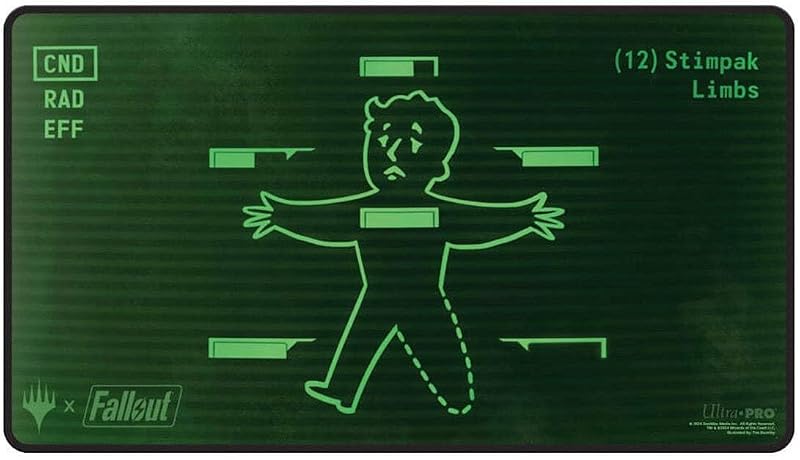 Fallout Black Stitched Playmat - Gestión de inventario - para Magic: The Gathering, suministros de accesorios esenciales para juegos de mesa coleccionables de edición limitada
